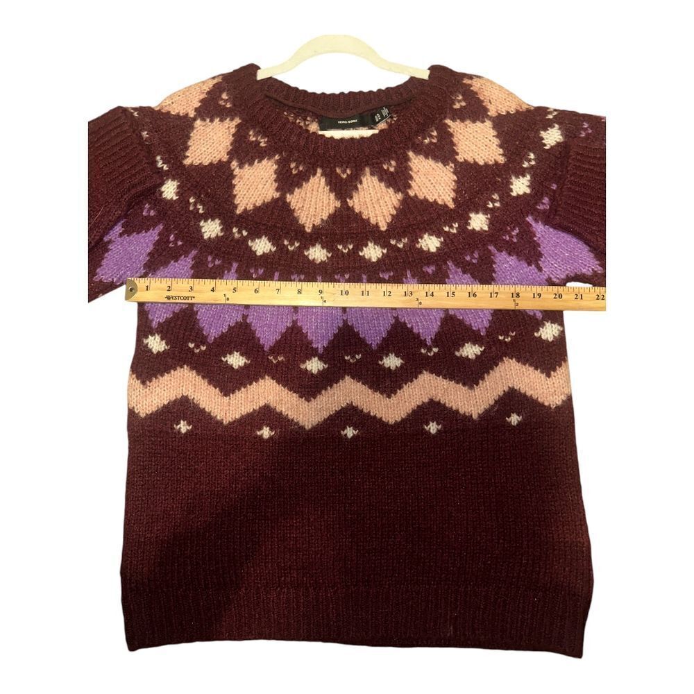 Vero Moda Womens Purple Filipa‎ Fair Isle Sweater, XL - Picture 6 of 7